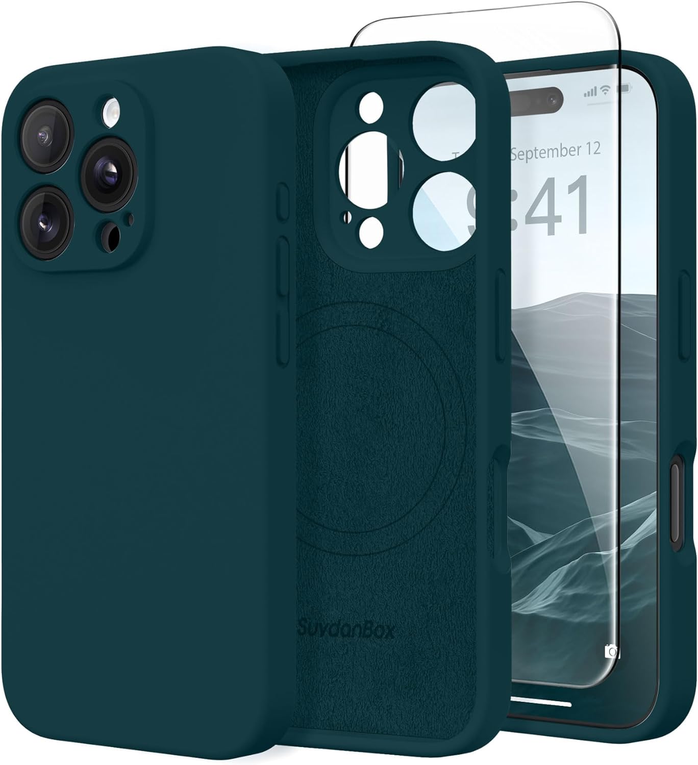 Magnetic for iPhone 16 Pro Max Case, Compatible with MagSafe, [Full Camera Protection][Screen Protector] Silicone Shockproof Protective Phone Case for iPhone 16 Pro Max 6.9", Deep Blue