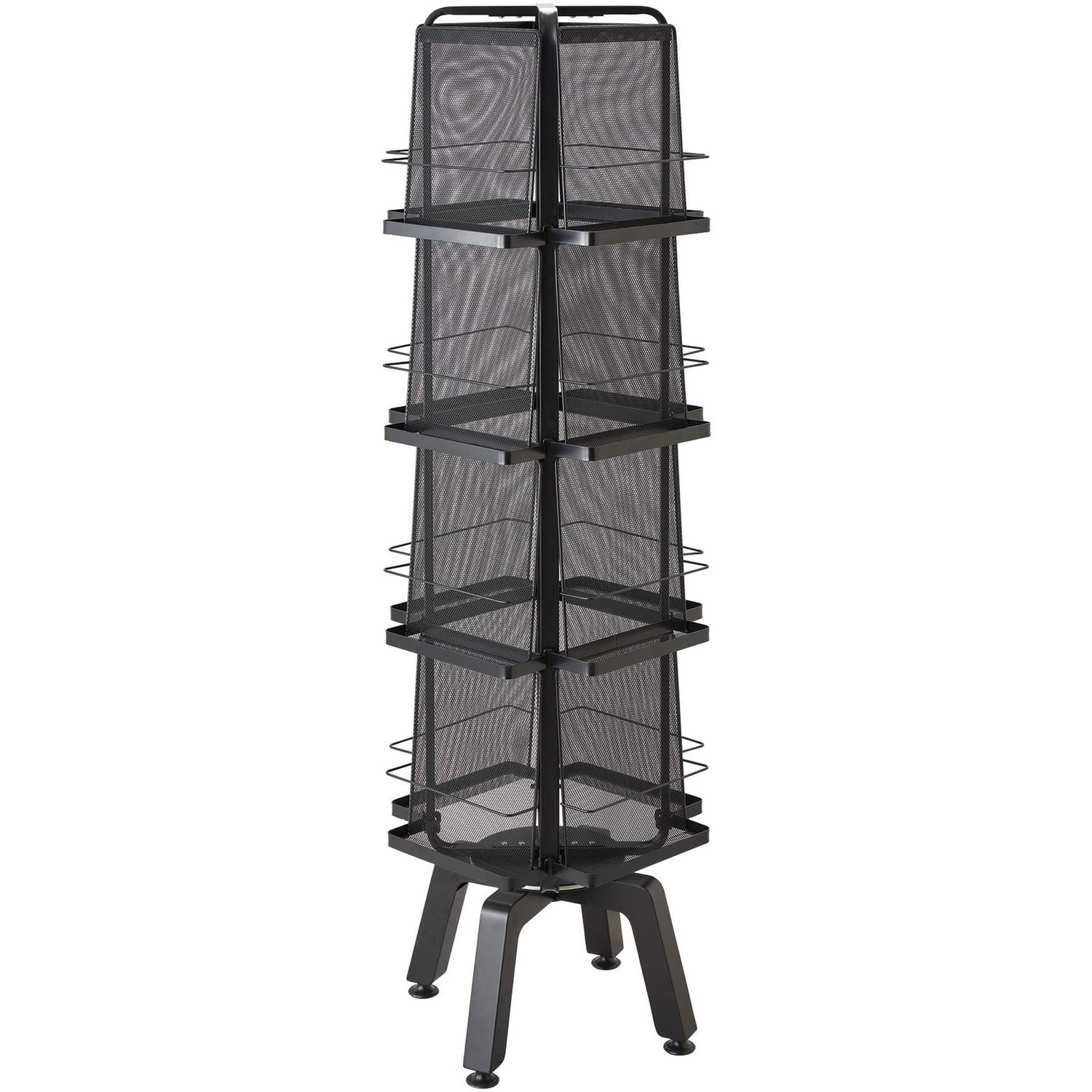 Safco Onyx Rotating Mesh Magazine Holder, Display Rack with 16 Pockets, Brochure Organizer, Commercial-Grade Steel Construction, Black