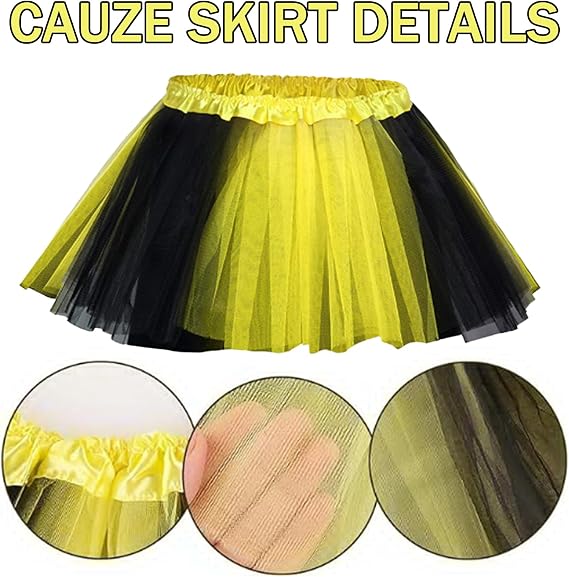 TYXHXTF 7PCS Bumble Bee Costume Set - Adults' Bee Dress with Antenna Headband, Sunglasses, Leg Sleeves and Long Gloves for Party, Cosplay