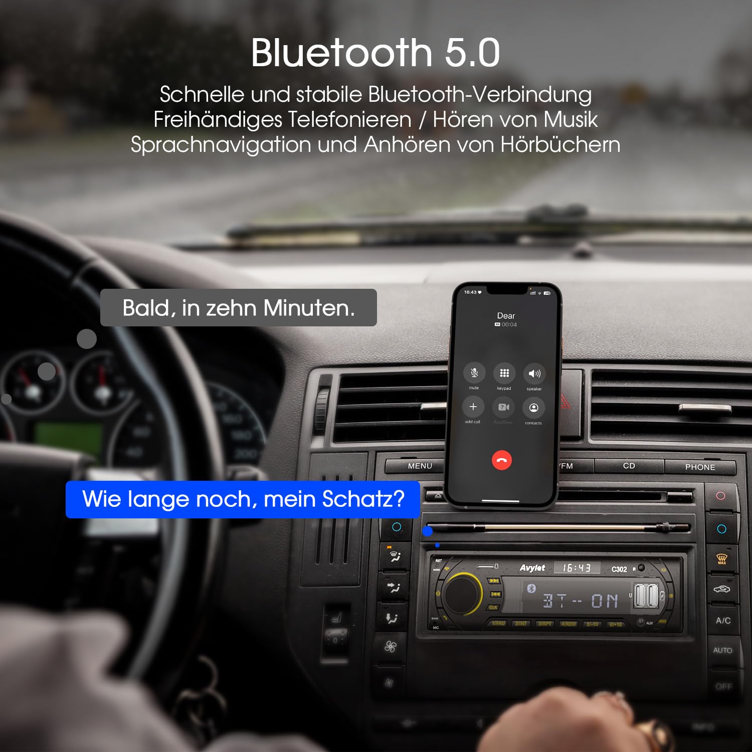 Autoradio Bluetooth 5.0,FM/AM 7 Farben Autoradio mit Bluetooth Freisprecheinrichtung,1 DIN Radio Stereo mit 2 USB/AUX/Karte/MP3-Player,Unterstützung für iOS, Android,30 Radiostationen speichern