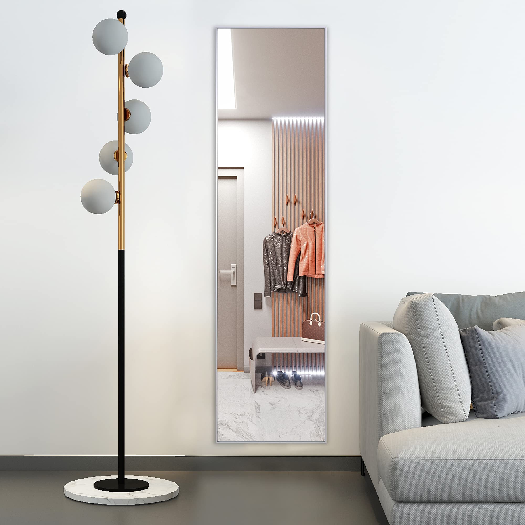 Amazon.co.jp: LVSOMT 全身鏡 160×40cm 壁掛け スタンドミラー 2Way