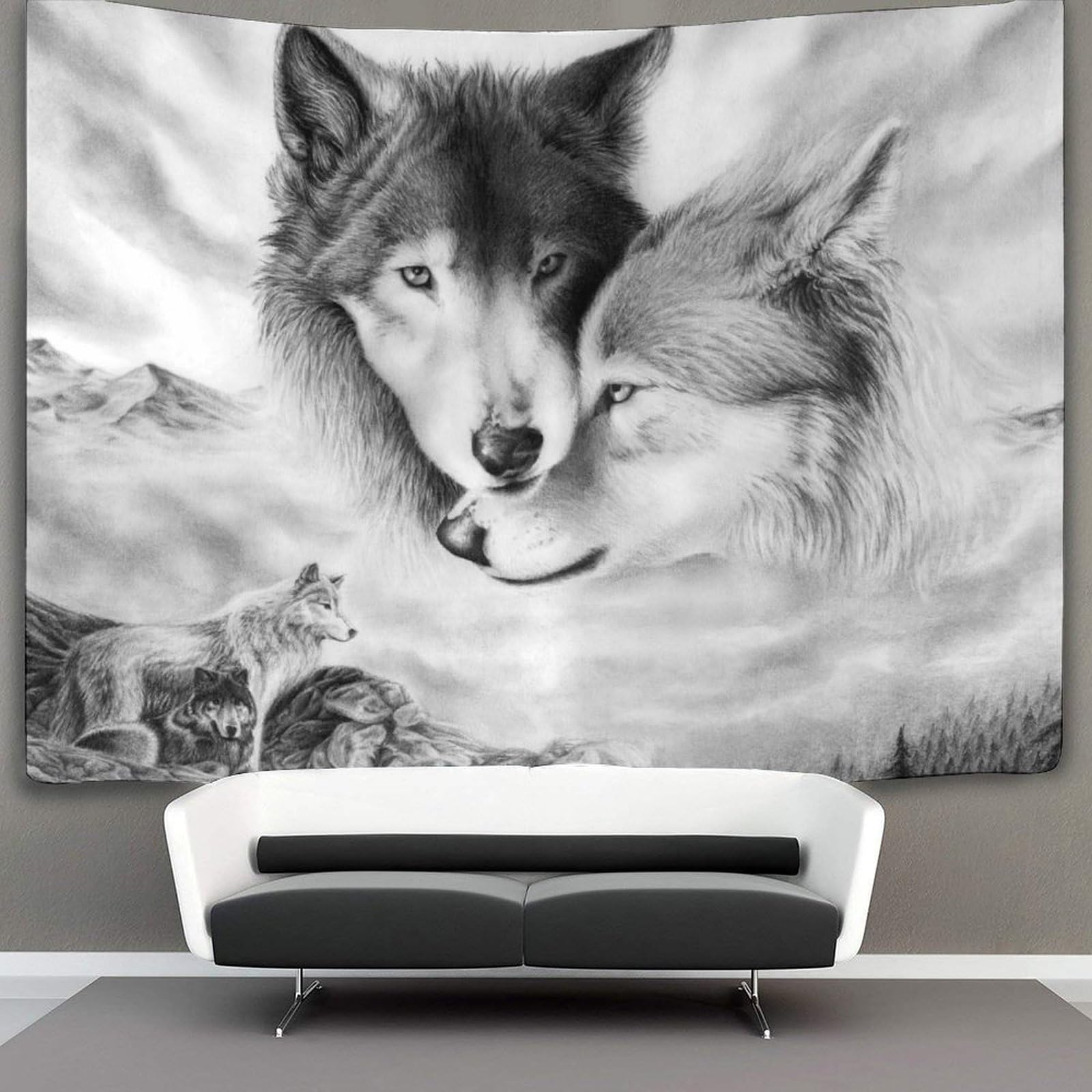 kaiyun Wolf Tapestry Wall Hanging,Animal for Bedroom Decor Birthday Party Celebration Or Garden Backdrop 150cmx200cm