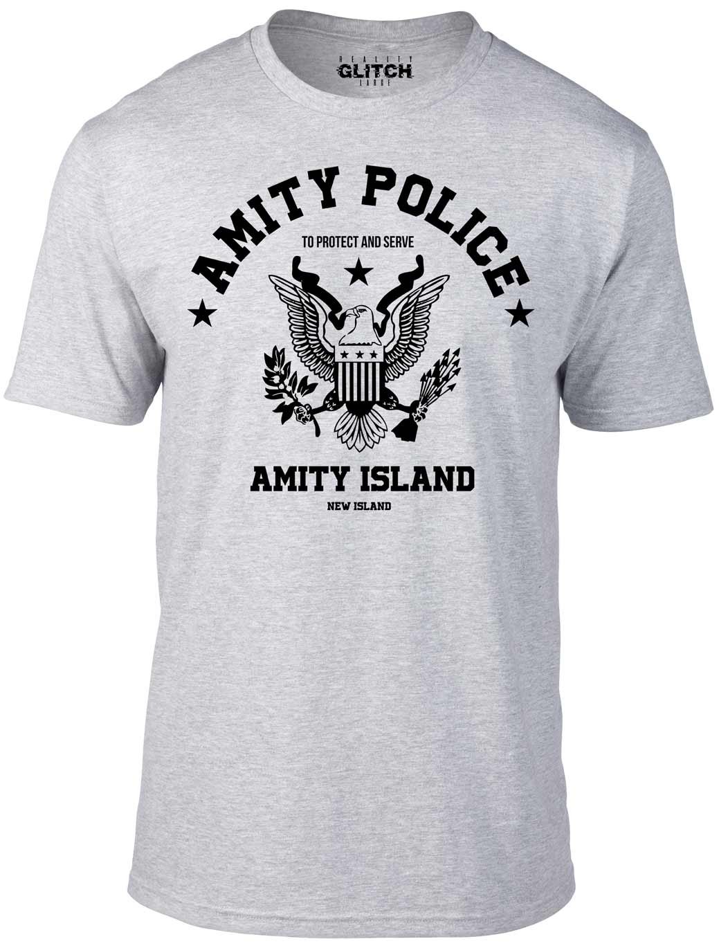 Reality Glitch Men's Light Grey Amity Police T-Shirt
