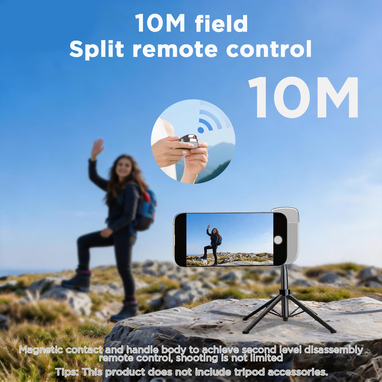 Impugnatura magnetica per fotocamera del telefono + kit di luci magnetiche per selfie compatibile con iPhone Magsafe/Android con telecomando wireless staccabile e comodo gancio portachiavi