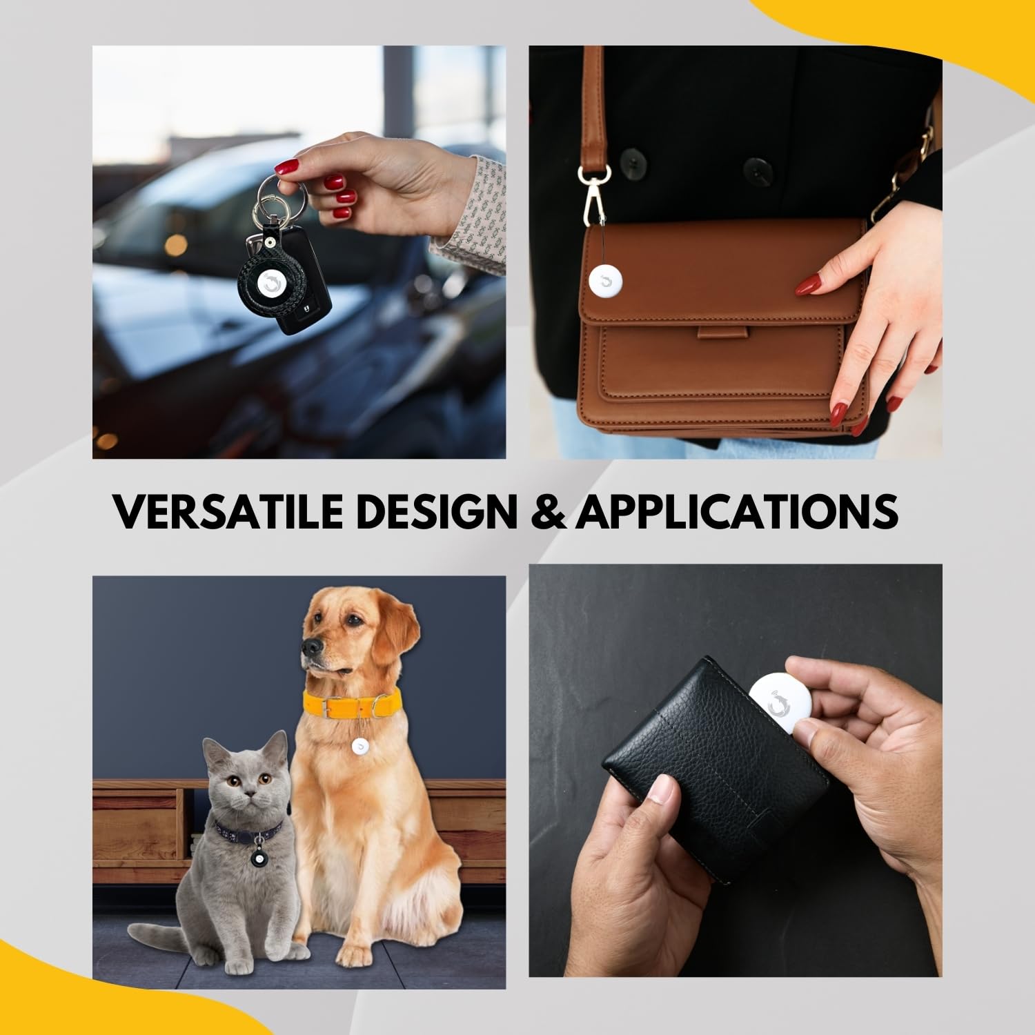 Rex Tag [Pakiet 4] Android Bluetooth Tracker, Autoryzowany Wyszukiwarka Kluczy Google, Tracker bagażu, Lokalizator przedmiotów do kluczy, bagażu, plecaka, zwierząt domowych, kompatybilny z Google Find