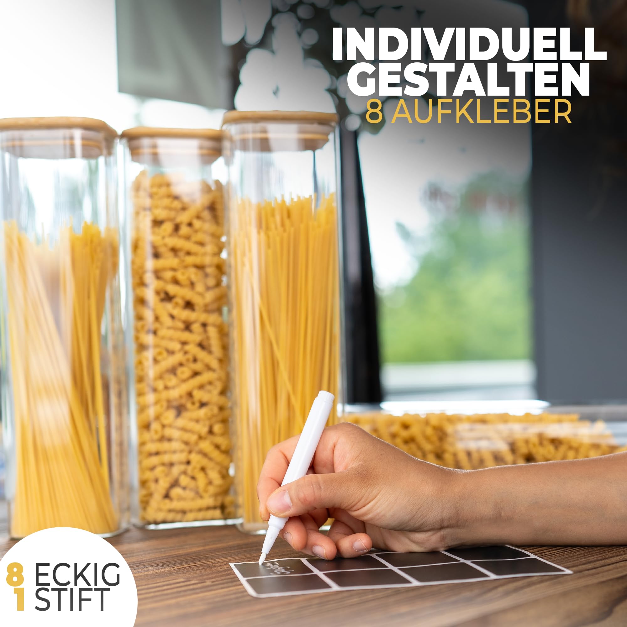 CLIDOR Lot de 4 bocaux de conservation rectangulaires avec couvercle - 1500 ml - Épaisseur du verre accrue - Avec couvercle hermétique - Boîte de rangement pour tous les aliments
