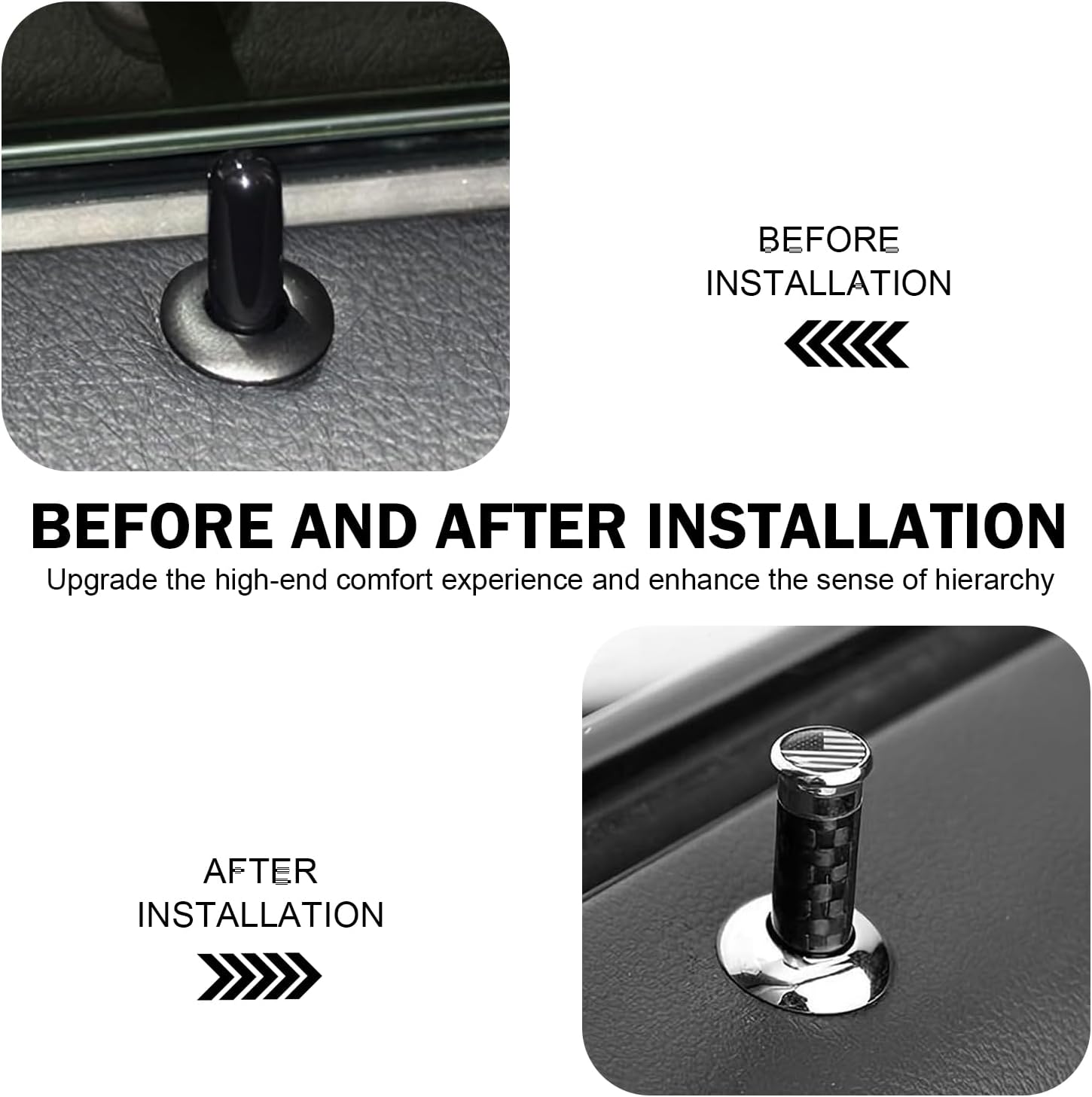 4PCS Car Door Lock Knobs, American Flag Lift Bolt Auto Inner Door Pull Pins, Carbon Fiber Decorative Door Lock Pull Pin Cap, Universal Car Interior Accessories for Most Vehicles Trucks(Black)