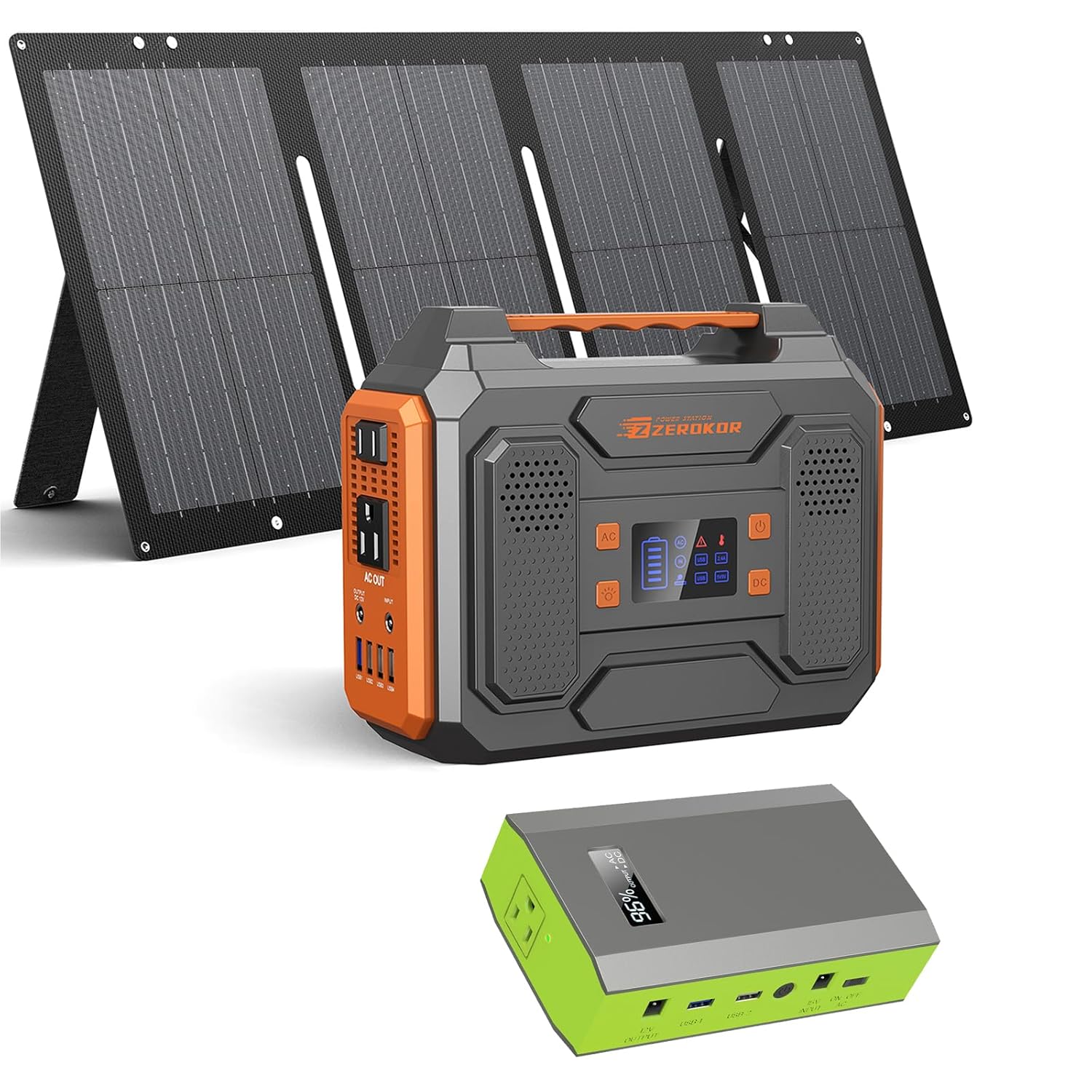 300W Solar Powered Power Bank Generator with 60W Panel Portable Solar Power Station with DC AC Outlet 110V