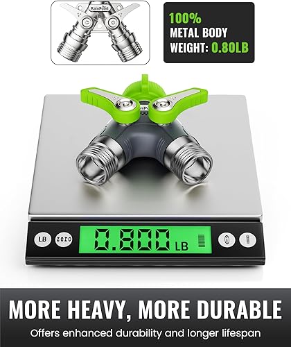 Miniatura 2 de RAINPOINT Divisor de manguera de jardín, divisor de espiga en Y de manguera de agua resistente de 2 vías con válvulas de cierre, divisor de grifo