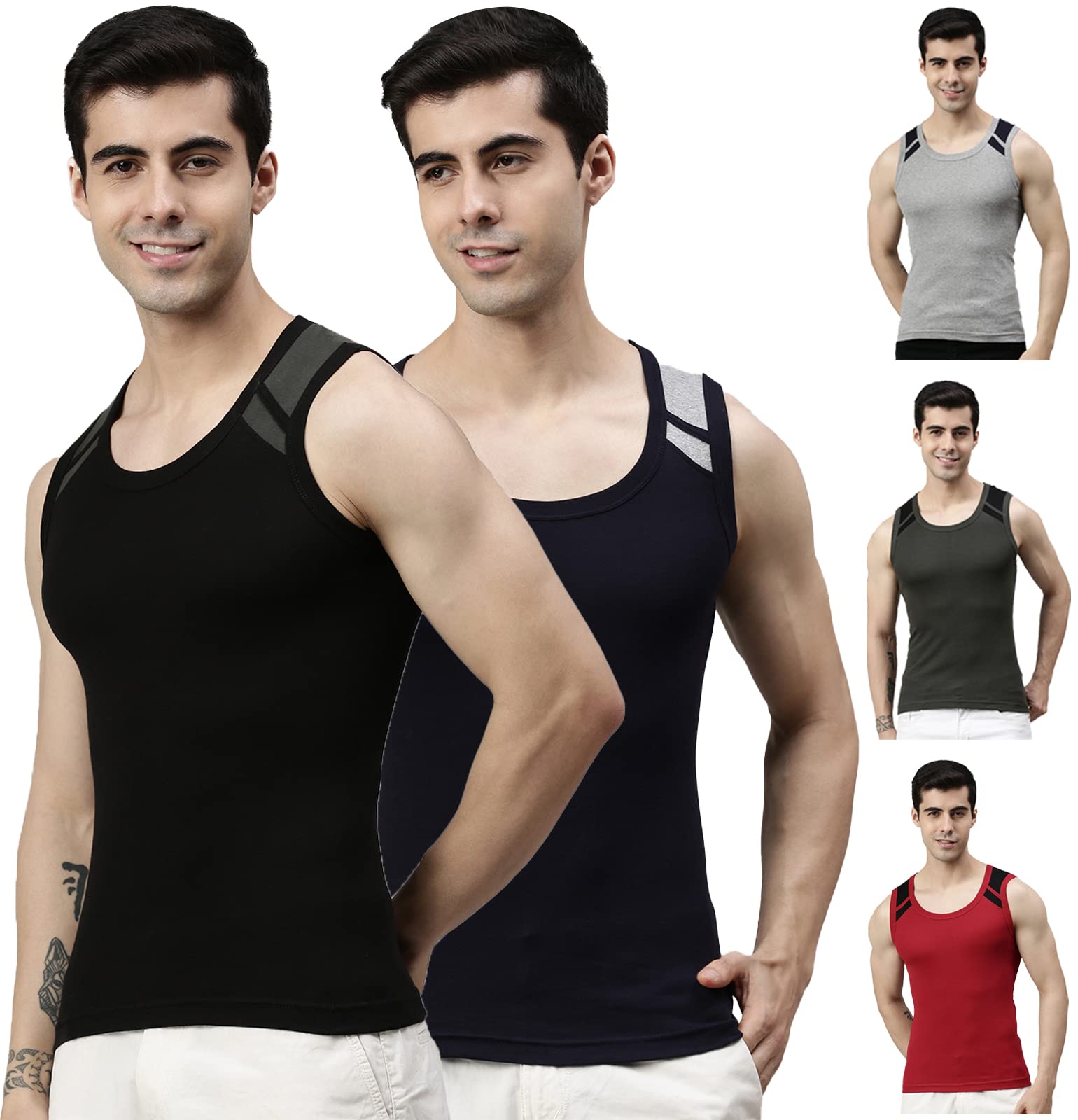 Xylo Gym Vest for Mens 100% Cotton(Pack of 5)(Color & Prints May Vary)