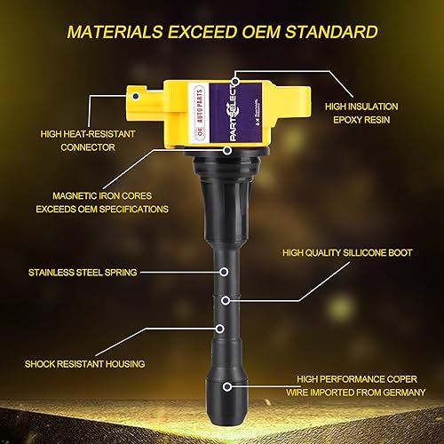 Miniatura 4 de Juego de 6 bobinas de encendido UF-617 22448-EY00A 5C1788 compatibles con Nissan 370Z V6 3.7L, Infiniti G37 M37 M56 Q40 Q50 Q60 QX50 QX70 V6 3.7L
