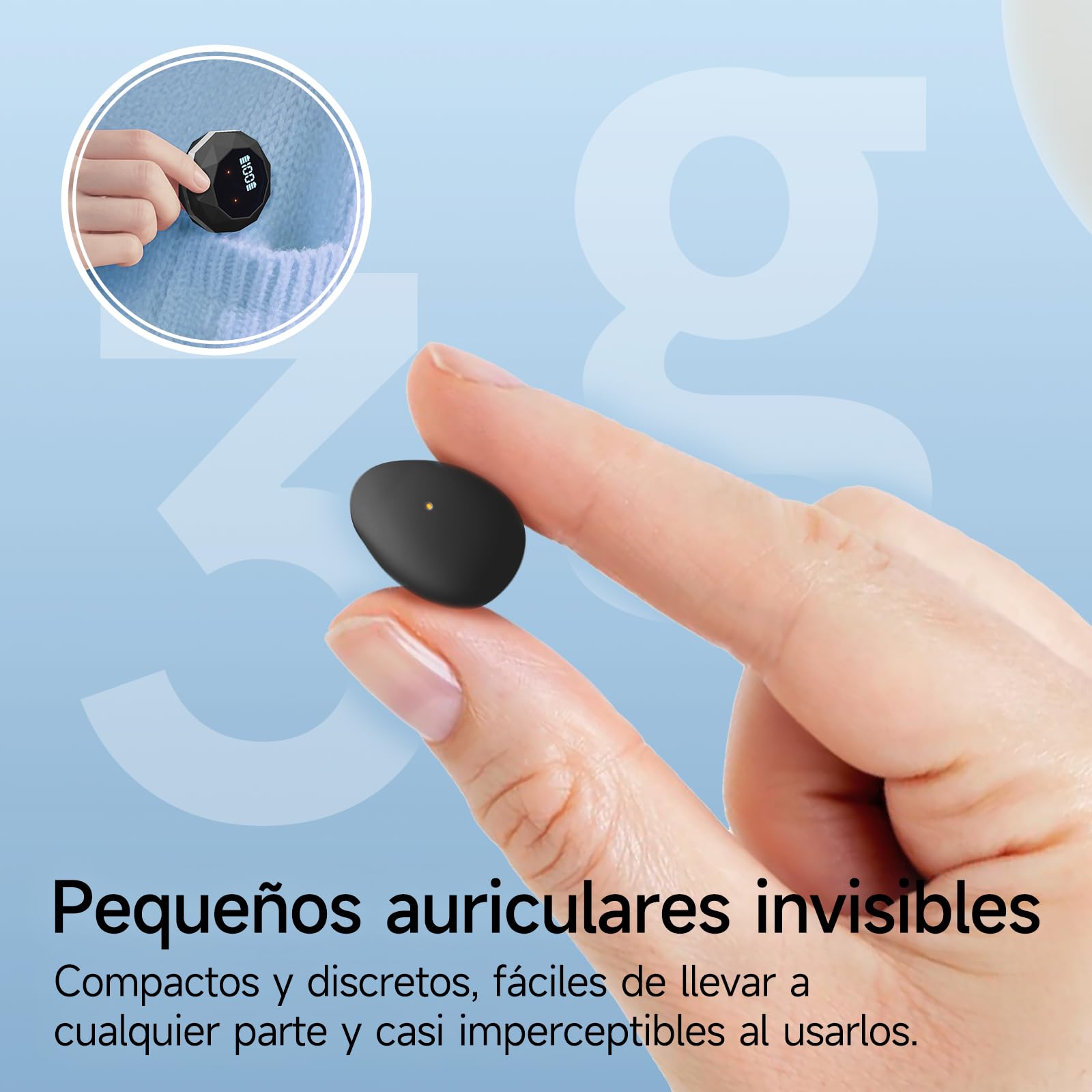 Auriculares para Dormir, Mini Auriculares para Dormir, inalámbricos Bluetooth 6.0 para Dormir de Lado, indicador de Potencia para Entrenamiento, Trabajo, Viajes (Negro Oscuro)
