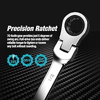 Vista 4 de DURATECH Llave combinada de trinquete con cabeza flexible de 1/2", SAE, 72 dientes, acero CR-V