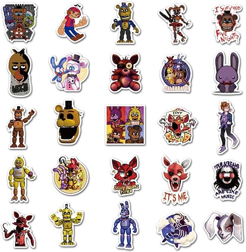Miniatura 3 de Calcomanías de Five Nights at Freddy's - Paquete de 50 calcomanías impermeables para laptop, parachoques, monopatín, botellas de agua, calcomanías