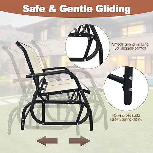 Miniatura 5 de Tangkula Silla mecedora para patio para 2 personas, banco oscilante para exteriores, con marco de acero resistente, tela de asiento transpirable,