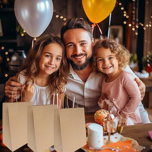 Miniatura 6 de 24 bolsas de papel con asas a granel de 10.6 x 8.26 x 4.33 pulgadas, bolsas de regalo grandes, bolsas de regalo de fiesta de cumpleaños, bolsas de