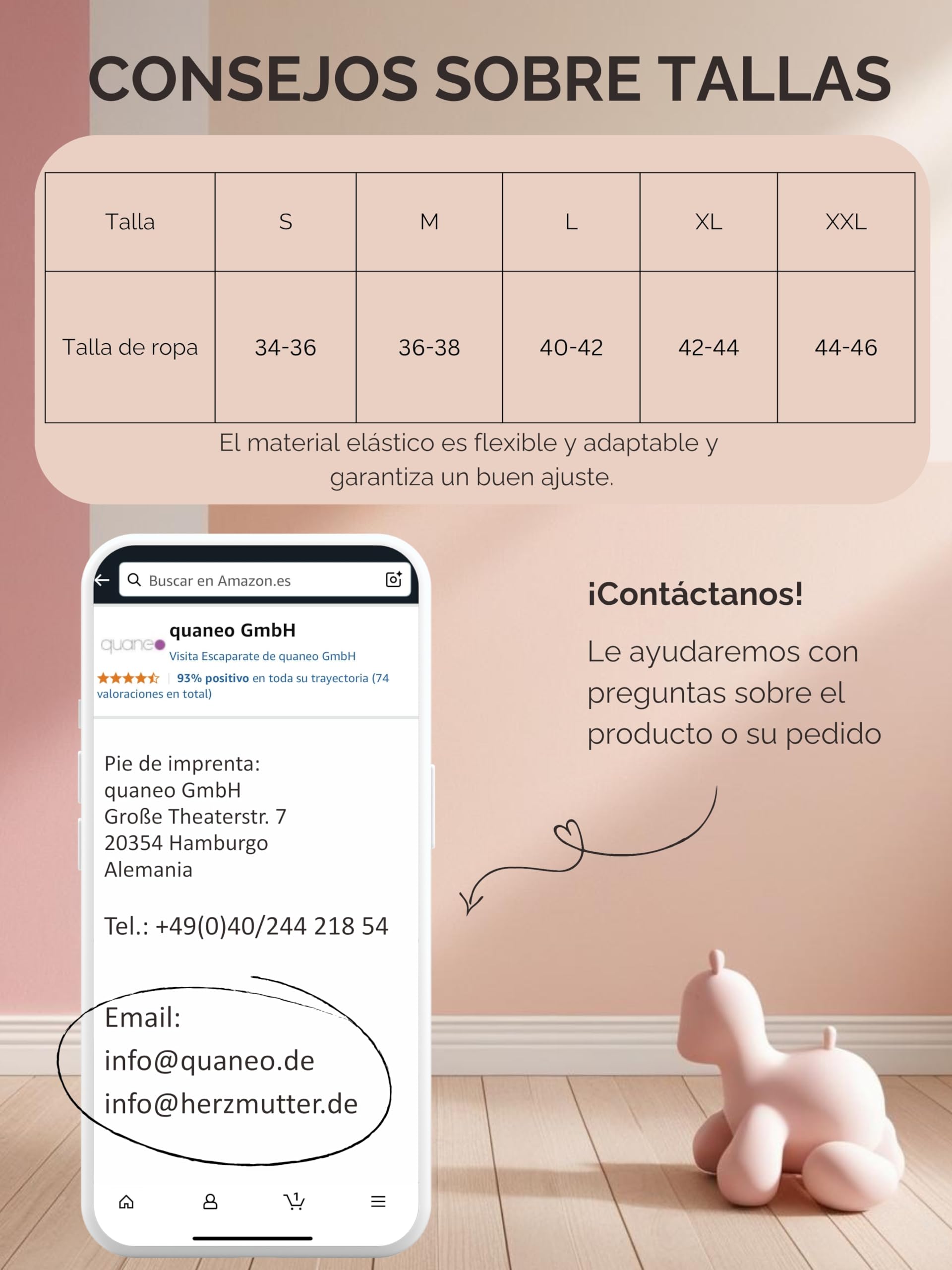 Herzmutter Falda premamá - Mini/Midi - Doble Capa de Vientre - Falda lápiz para el Embarazo - 6500_6600