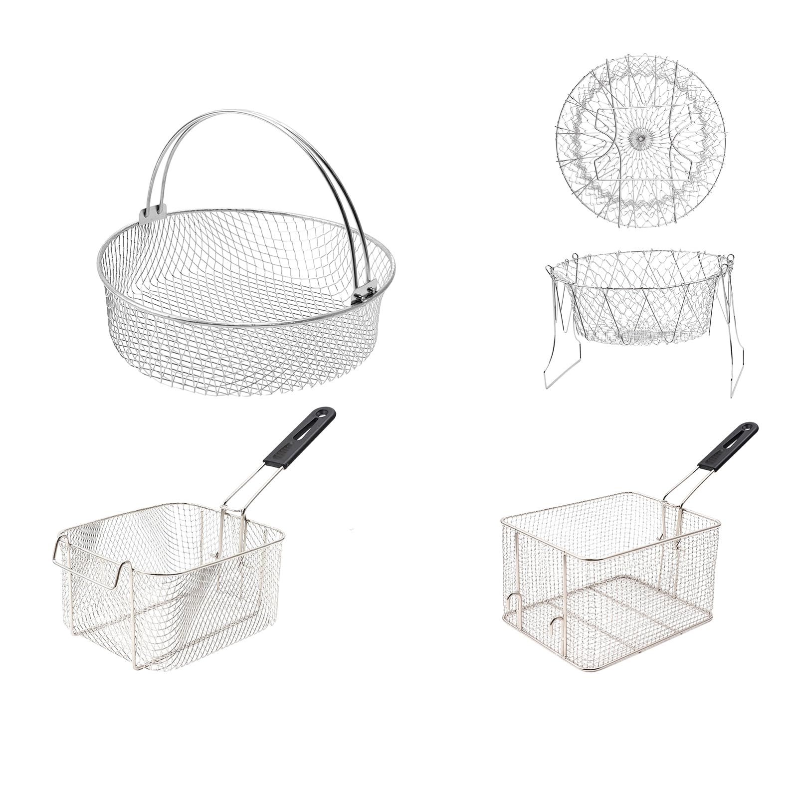 Accesorio de Repuesto Multifuncional para Cesta para freír con Orificio Cuadrado de Acero Inoxidable 304, para un Drenaje eficiente del Aceite, Control de Aceite, Cesta para freír