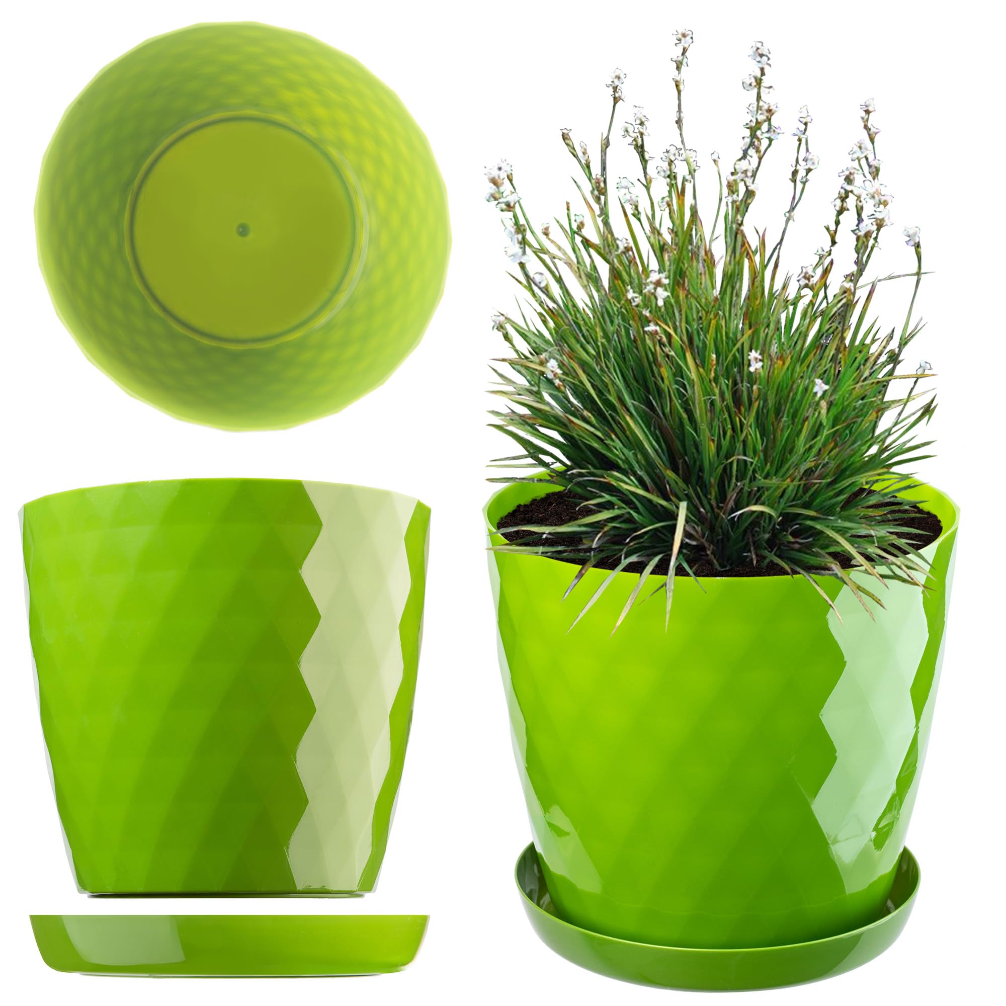 KADAX Maceta para Flores, Maceta con Base, Maceta de plástico para Interior, Macetero Redondo, Maceta Decorativa, Maceta Moderna Interior, 12 cm, Morado — view 12