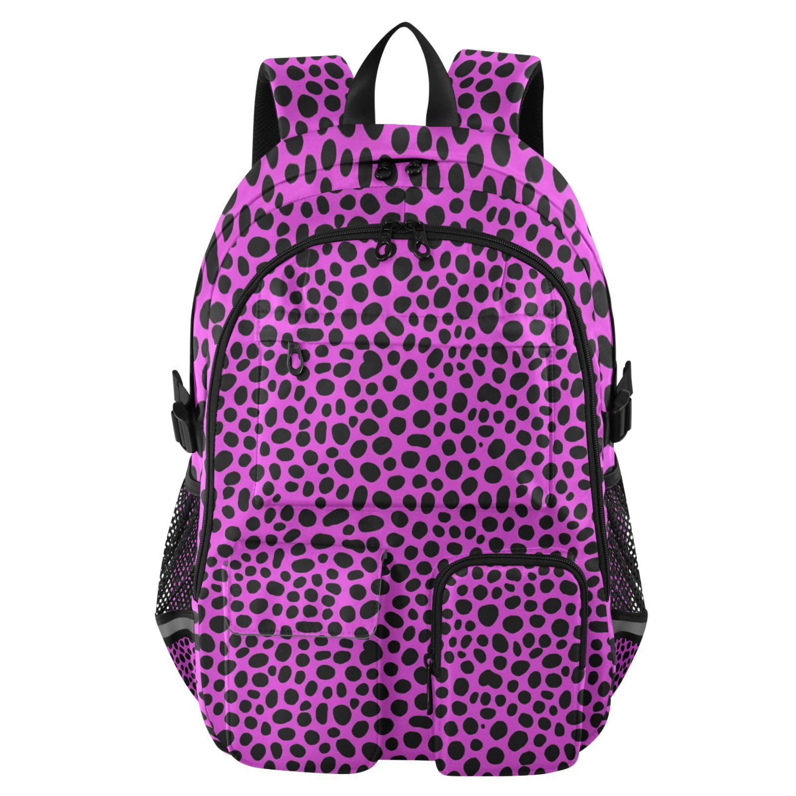 Mochilas para laptop con estampado de leopardo rosa de 17.5 pulgadas 8