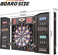 Vista 11 de WIN.MAX Electronic Dart Board Cabinet Set, LED Electric Digital Dart Boards for Adults with Cabinet, Includes 12 Soft Tip Darts