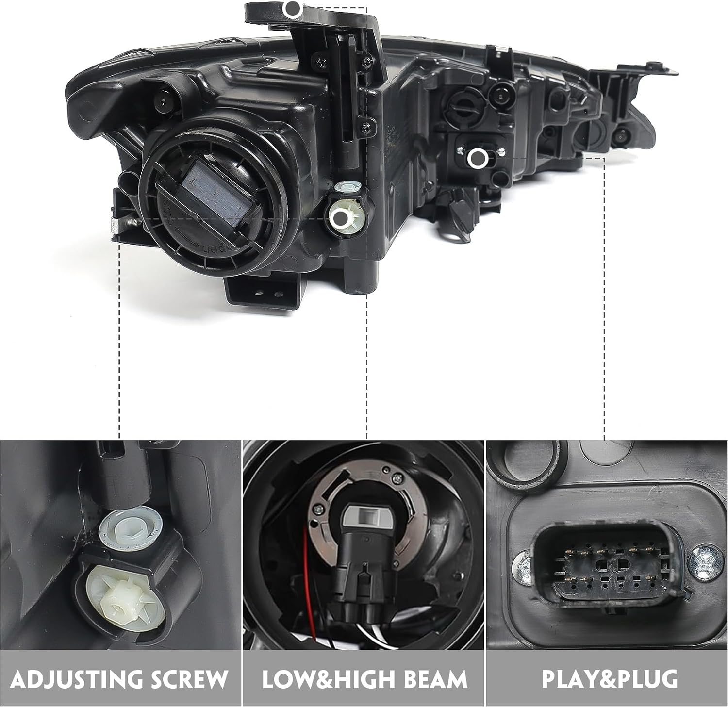Huray Halogen Headlight Assembly Fit for Chrysler 200 2015 2016 2017 LH Projector Headlamp w/LED DRL OE Style Replacement for CH2502292 68284786AA Left Driver Side (Chrome Bezel)