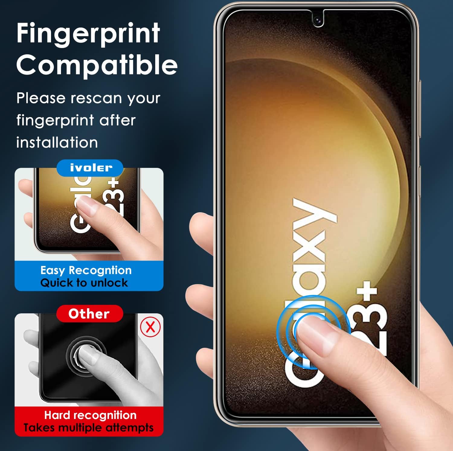 ivoler [3+1 Pack Screen Protector [3 Pack] for Samsung Galaxy S23 Plus/ S23+ 5G 6.6" 2023, with [1 Pack] Camera Lens Protector Tempered Glass with [Alignment Frame] Ultra HD Clear Anti-Scratch