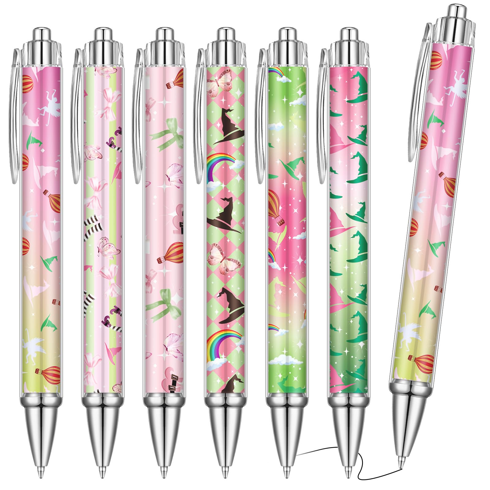 Humyoun 24 Pcs Witch Pens Bulk Novelty Witch Party Favors Funny Hot Air Balloon Gifts Halloween Ballpoint Pens Pickle Rainbow Party Gifts for Women