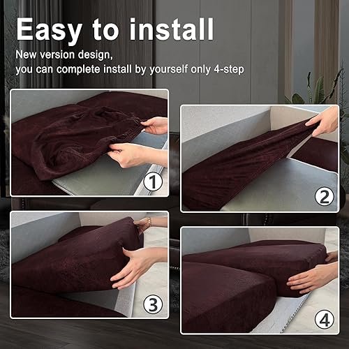 Miniatura 6 de Fundas de cojín de sofá con aspecto de cuero, juego de fundas de asiento de sofá, protector de muebles para sillón seccional, sofá biplaza para