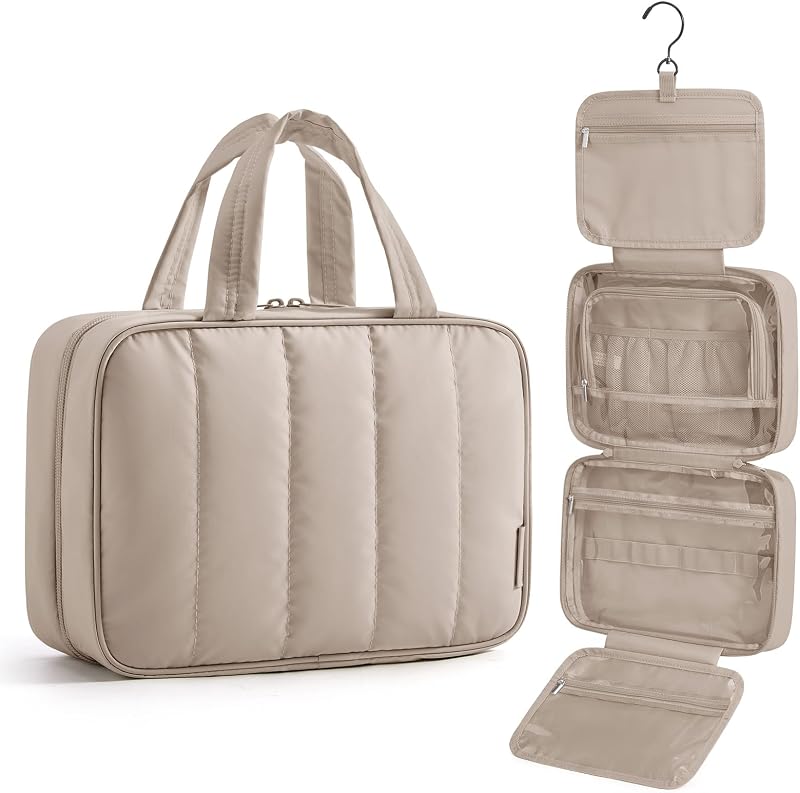 Necessaire de viagem BAGSMART com gancho, organizador para cosméticos, Camel