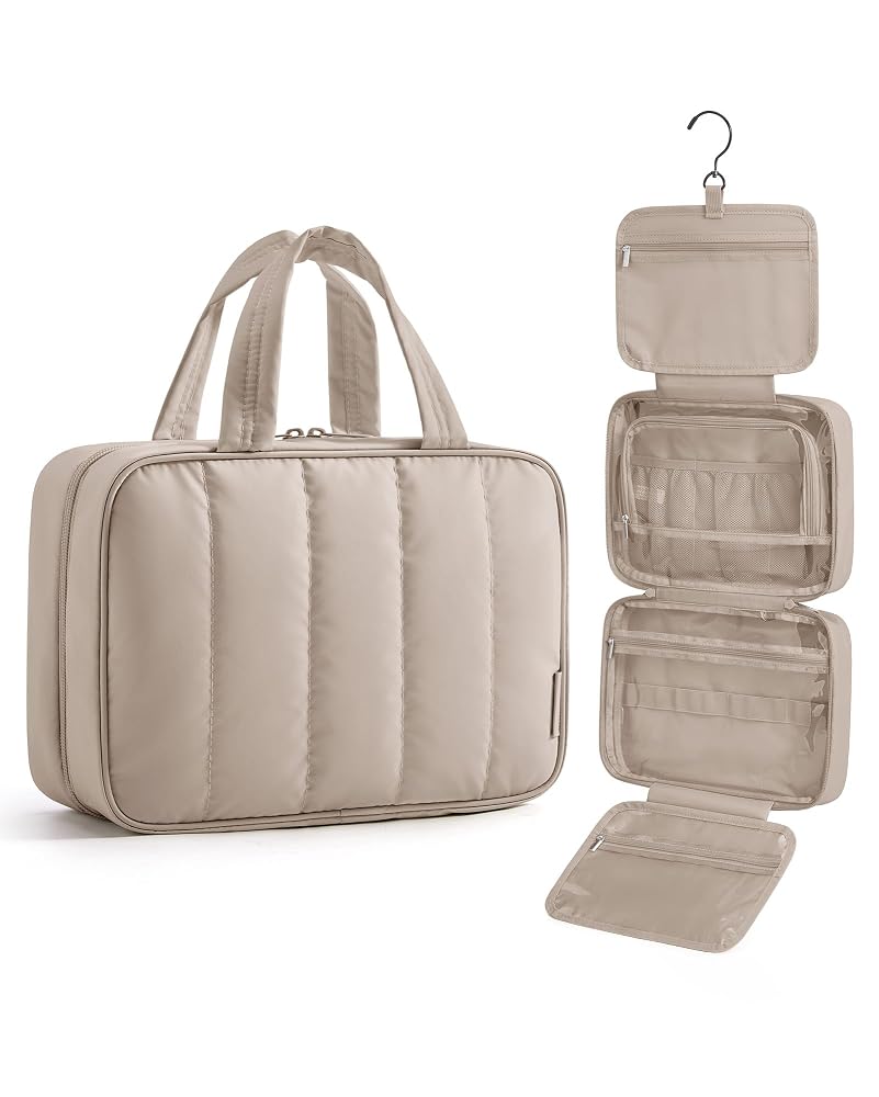 BAGSMART Travel Toiletry Bag for women, Portable Hanging Hook Makeup Bag
