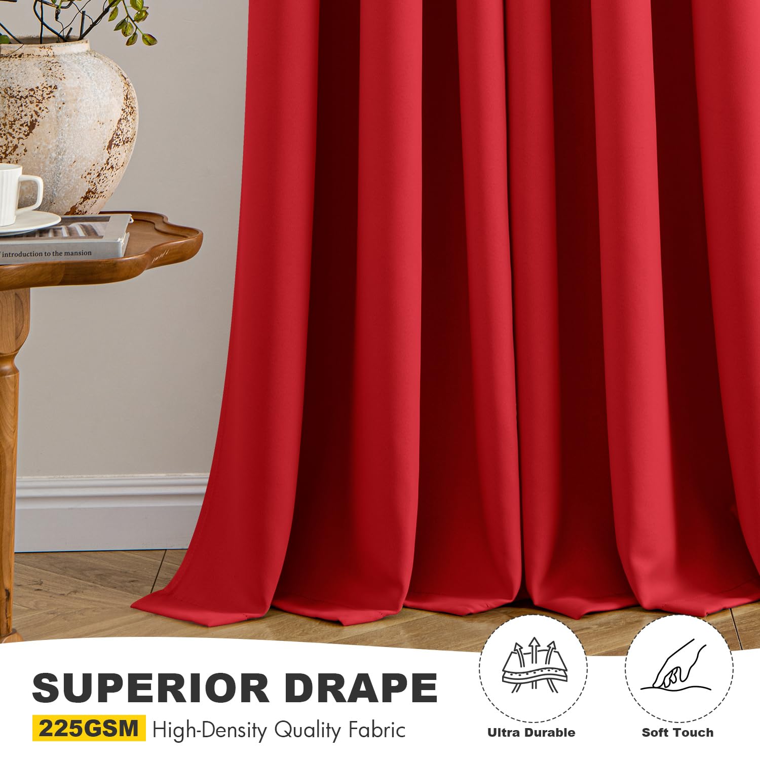 MIULEE Baby Pink Blackout Curtains for Girls Bedroom Living Room 63 Inches Long 2 Panels, Nursery Thermal Insulated Room Darkening Drapes Solid Grommet Top Noise Reducing Window Curtains 40x63 Inch: 40"W x 63"L (Pack of 2) Red