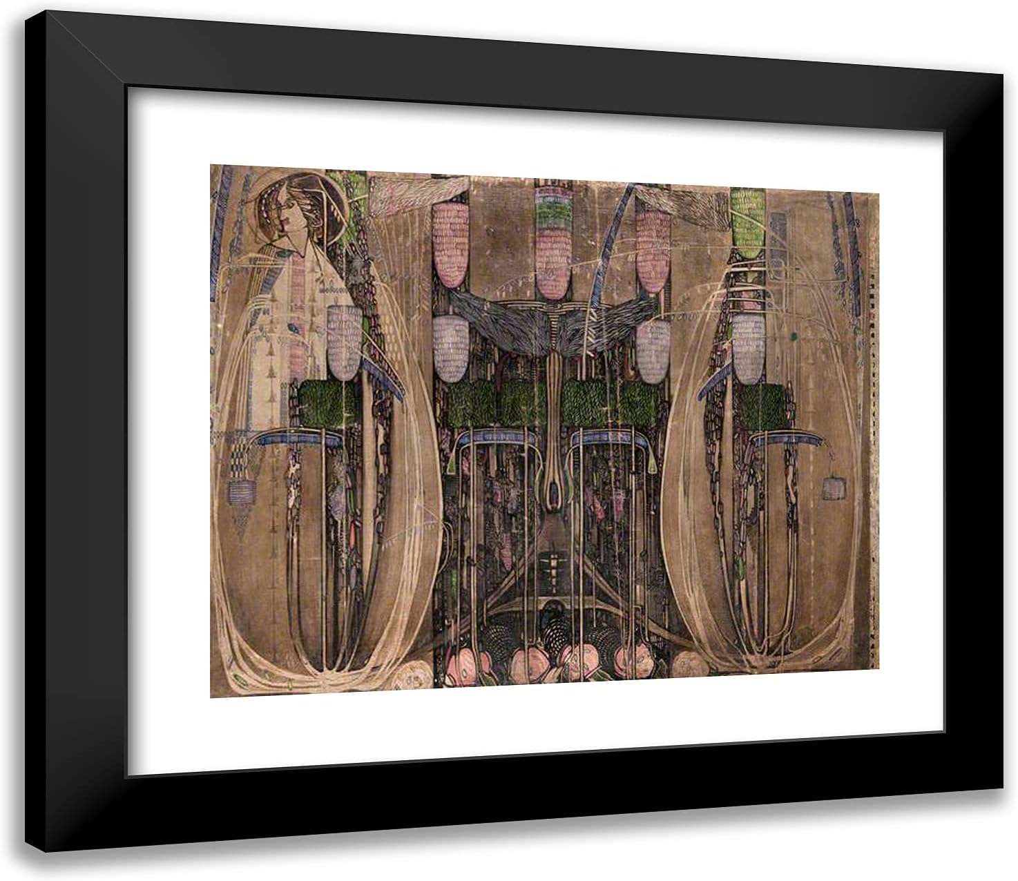 ArtDirect Mackintosh, Charles Rennie 23x20 Black Modern Framed Art Print Titled: Wall Panel for the Dug Out Willow Tea Rooms Glasgow, Right