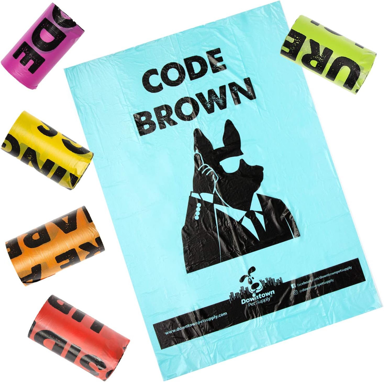 Downtown Pet Supply Fun Pet Dog Doggie Cat Poop Waste Bags for Large and Small Dogs, Refill