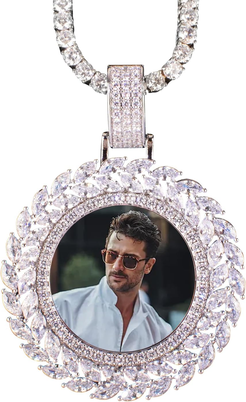Personalized Photo Pendant Gifts for Women Men Custom Necklace Picture Necklace Memory Pendant with Chain Gift for Her