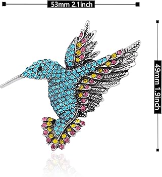 Hummingbird Rhinestone Brooch Pin - Small Cute Bird Jewelry For Women
