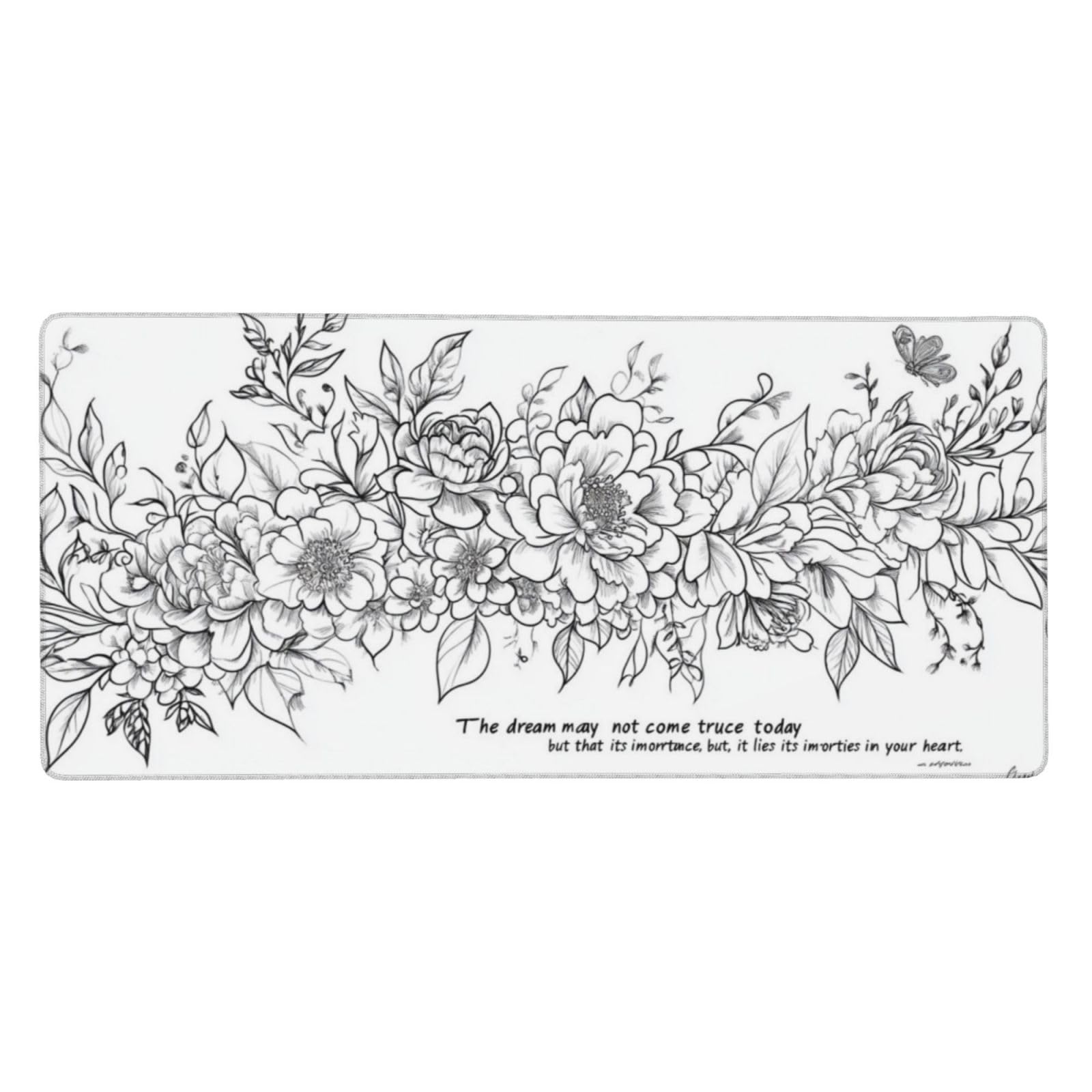 Tappetino Mouse XXL Fiore & Peonia, 100 x 50 cm Tappetino da Scrivania G476 | Tappetino per Mouse, Base in Gomma Antiscivolo, Superficie Impermeabile, Bordi Cuciti, Tappetino Scrivania per Ufficio, Gioco