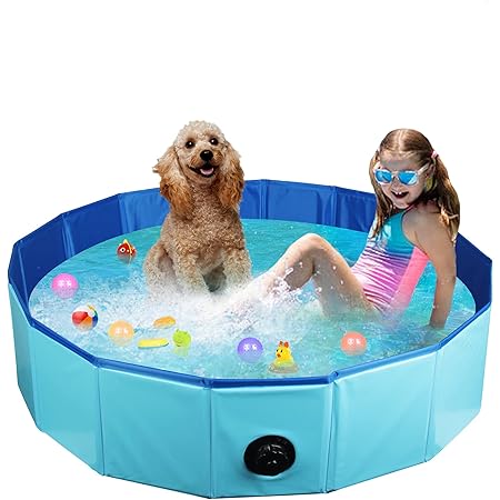 Amazon Co Jp Xjd ペット用プール ペット用バスグッズ 犬用猫用シャワー用プール 小型犬中型犬大型犬 子供の水泳遊びプール 屋内屋外 プール 折りたたみ式 浴槽 ペットお風呂用 収納簡単 泳ぎプール ブルー ｓ 80 ｃｍ ペット用品