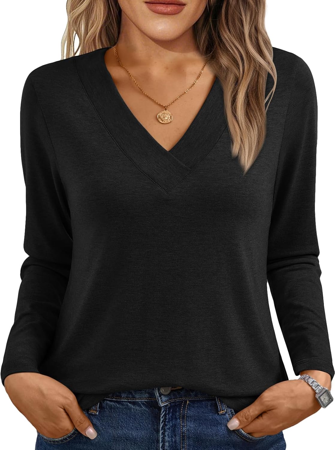 AUTOMET Long Sleeve Shirts for Women Tops V Neck Casual Top Comfortable Shirt Soft Basic Tees Women Blouses AUTOMET Long Sleeve Shirts for Women Tops V Neck Casual Top Comfortable Shirt Soft Basic Tees Women Blouses