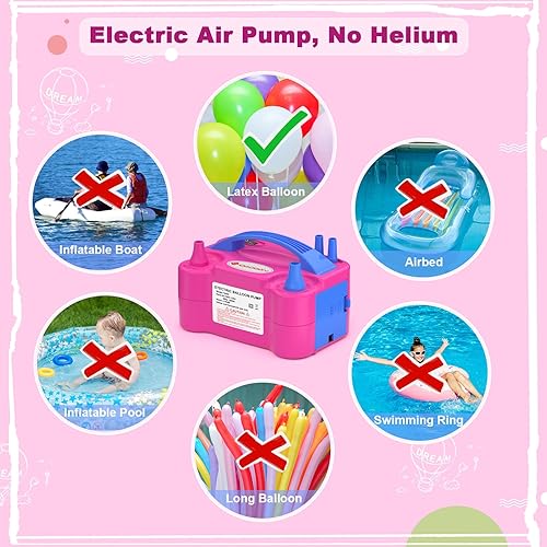 Miniatura 6 de IDAODAN - Bomba eléctrica para globos, bomba de aire portátil para globos, máquina de inflado eléctrico para decoraciones de fiestas (rojo)
