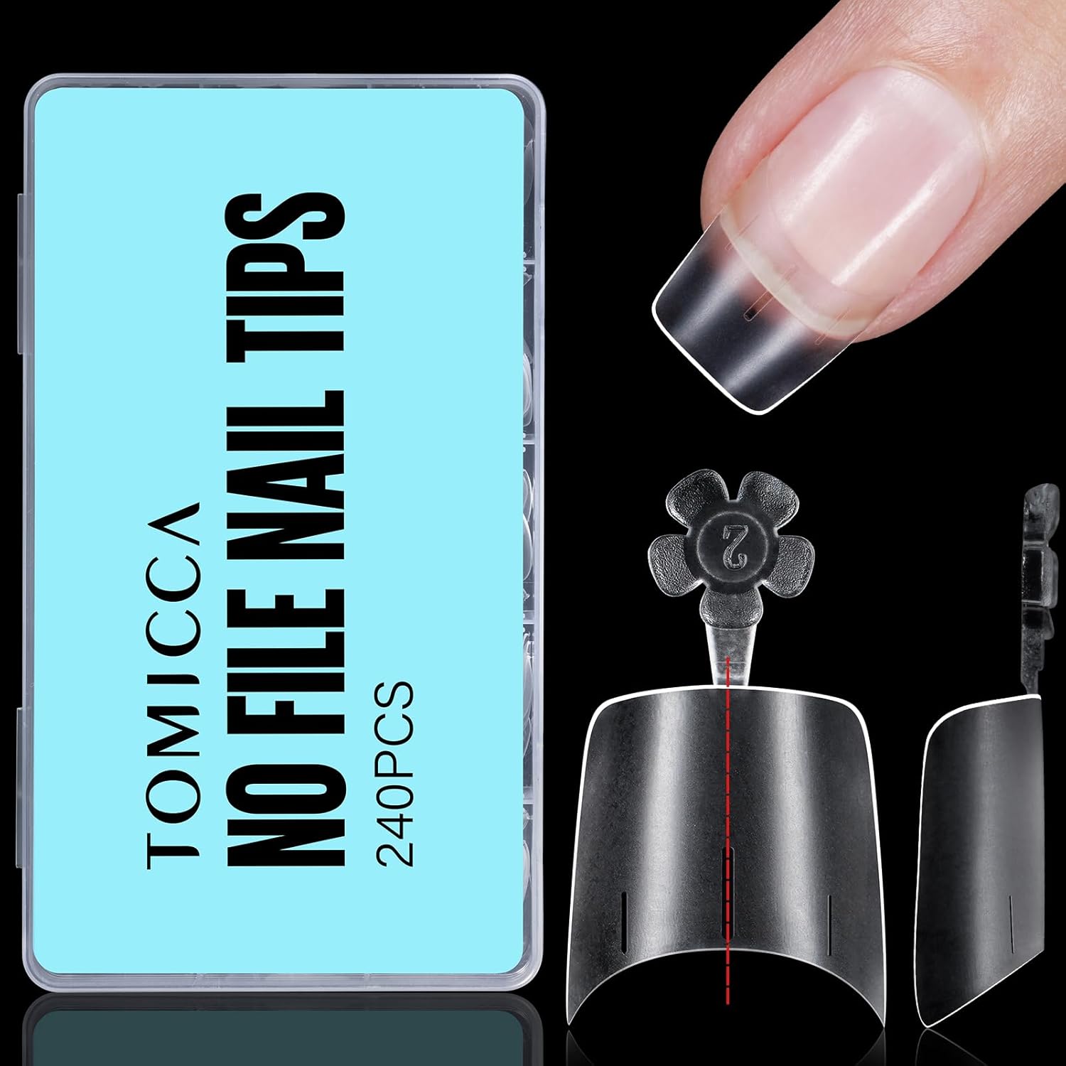 TOMICCA Short Squoval Nail Tips, 240Pcs Acrylic Full Matte