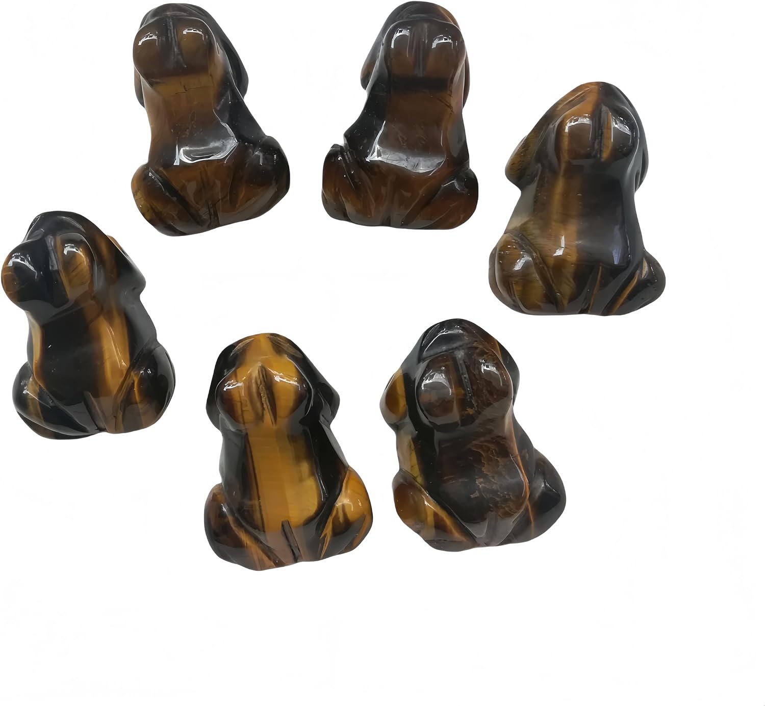 Natural Tiger's Eye Frog Crystals and Healing Indoor Decorative Stones,1.5" Hand Carved Animal Collectible Feng Shui Décor