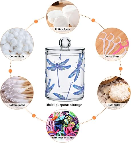 Vista 114 de Paquete de 2 recipientes de almacenamiento de mármol turquesa para baño, juego de tarros de boticario de plástico acrílico, organizador