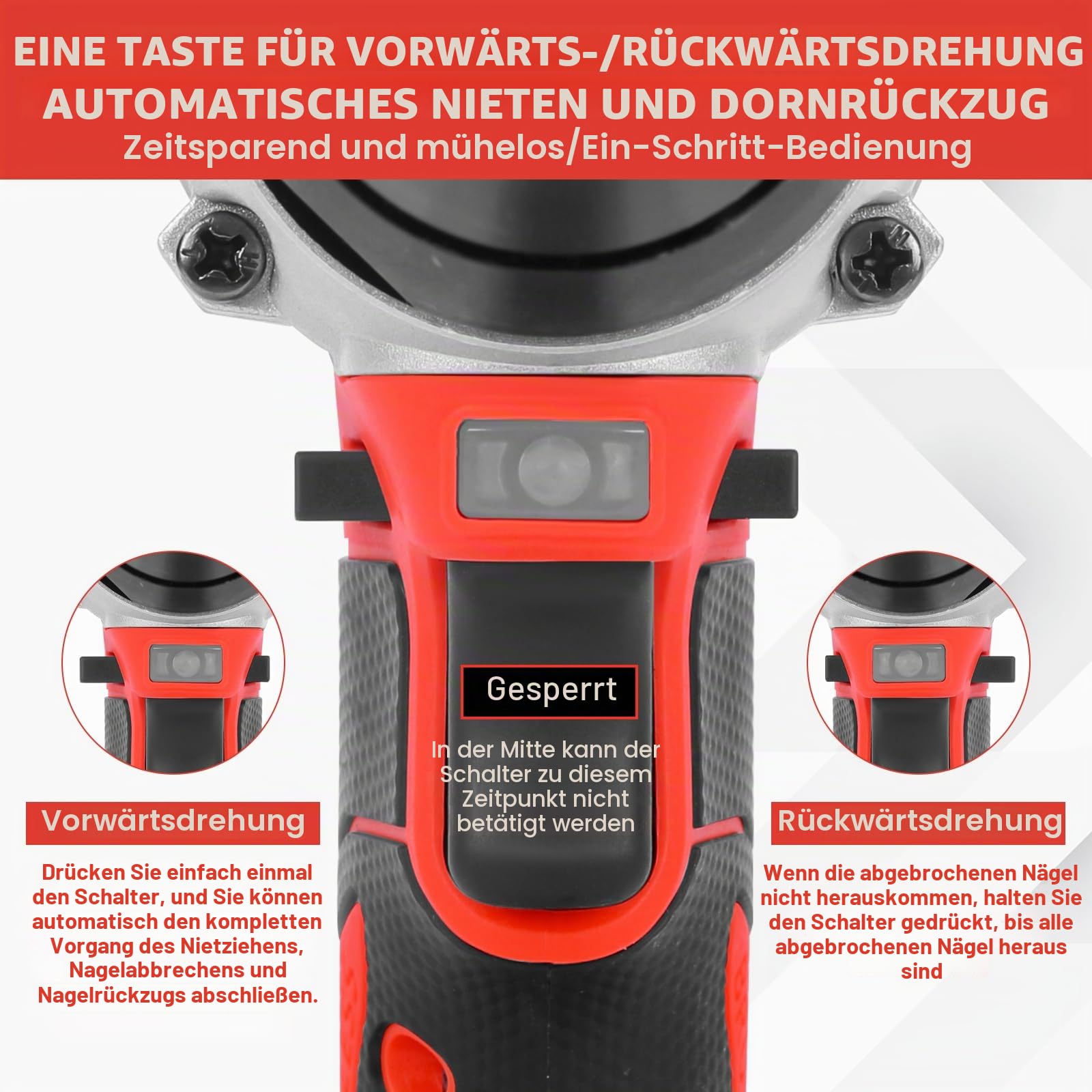 Akku Nietpistole kompatibel mit Milwaukee 18V Akku (ohne Batterie)