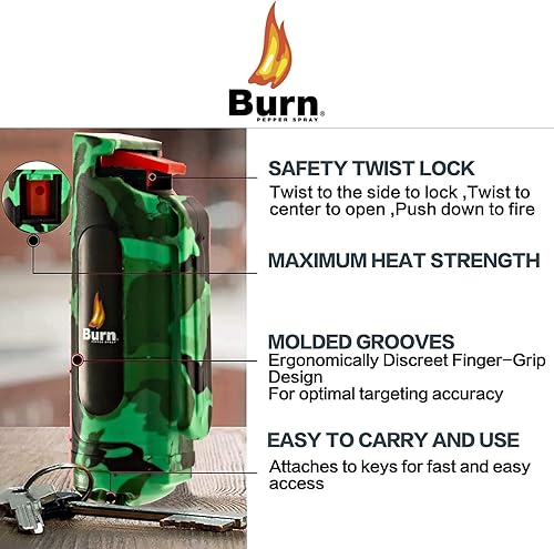 Miniatura 2 de Burn Aerosol de pimienta para defensa personal, 1/2 onza en aerosol de pimienta compacto para mujeres con llavero, máxima resistencia, grado