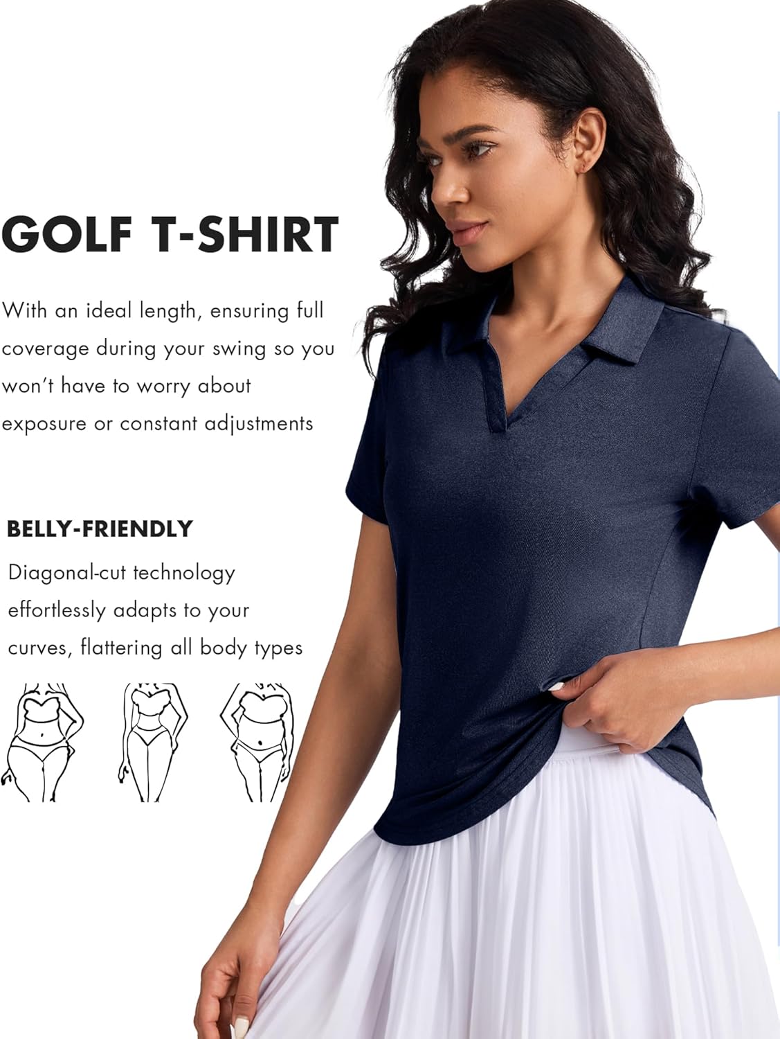 Women's Golf Tennis Shirts Short Sleeve Polo Collared V Neck Workout Tops UV Protection Lightweight Moisture Wicking Shirt - Image 5