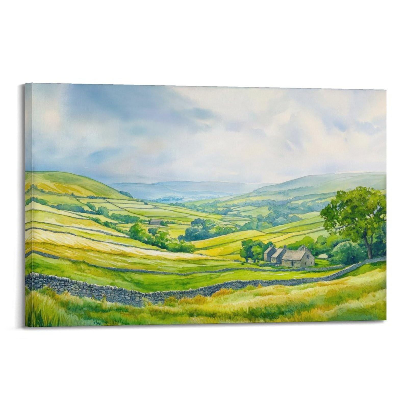 xiaoxiaoshen Yorkshire Dales Watercolour Landscape England Gift for UK_9 Canvas Poster Wall Art Prints Room Aesthetic Murals Bedroom And Living Decorations 12x18inch(30x45cm)