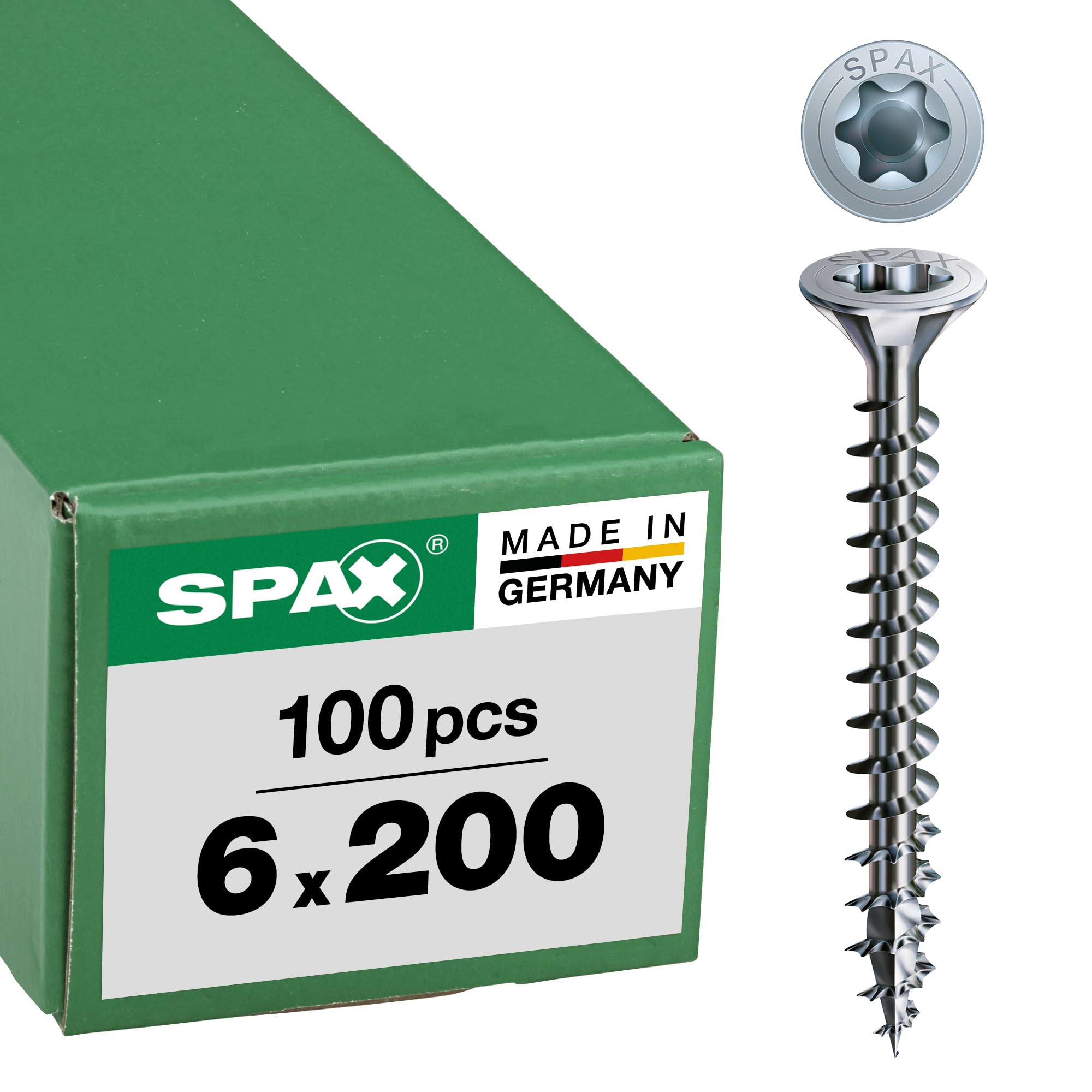 Tornillo universal 6 x 200 mm, 100 unidades, rosca completa, cabeza avellanada, T-STAR plus T30, WIROX - 1191010602005