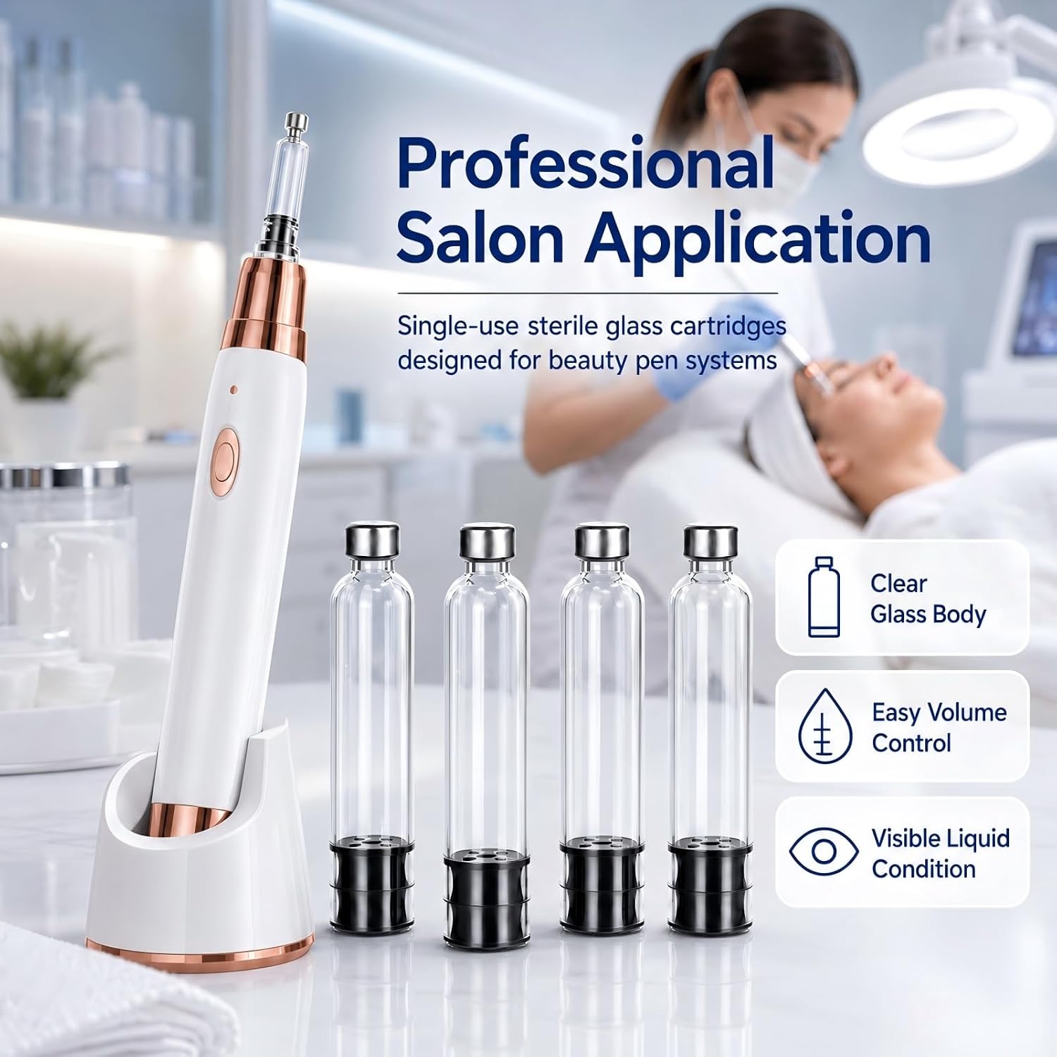 3ml Pen Cartridges for Peptide Pen and V1 V2 Pens,10 Pack 3cc Empty Glass Cartridge with 11mm Long Stopper,Steam Sterilized,Individually Packaged