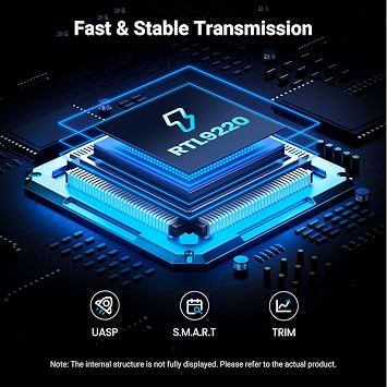 UGREEN 20Gbps M.2 NVMe SATA SSD Enclosure Compatible with 10Gbps USB C External M.2 Enclosure USB 3.2 Gen2 Support UASP Trim for M/B+M Key NVMe and SATA SSD in Size of 2230/2242/2260/2280